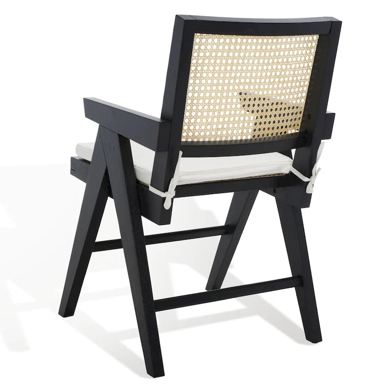 Walnut/Black/White/Natural Rattan Back Armchair, Single Seat
