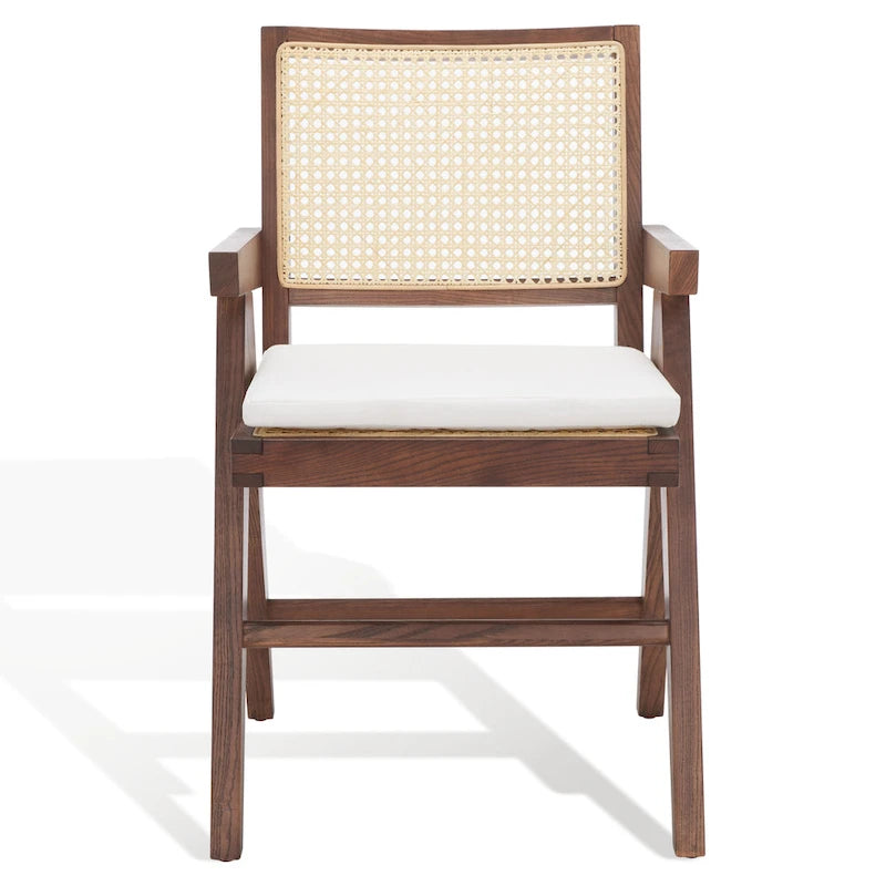 Walnut/Black/White/Natural Rattan Back Armchair, Single Seat