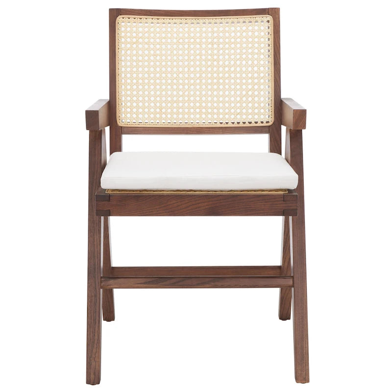 Walnut/Black/White/Natural Rattan Back Armchair, Single Seat