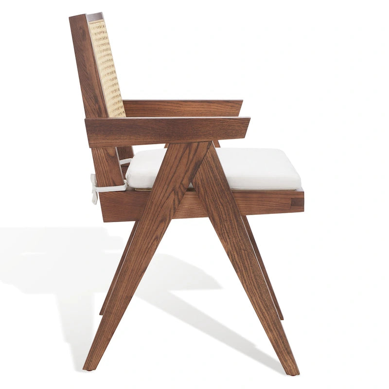 Walnut/Black/White/Natural Rattan Back Armchair, Single Seat