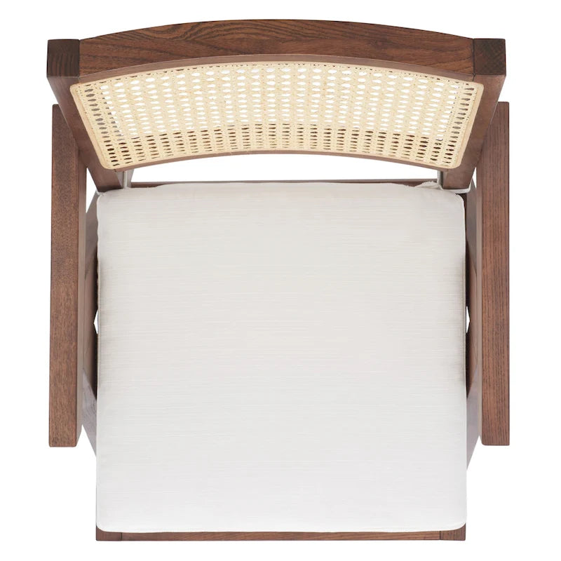 Walnut/Black/White/Natural Rattan Back Armchair, Single Seat