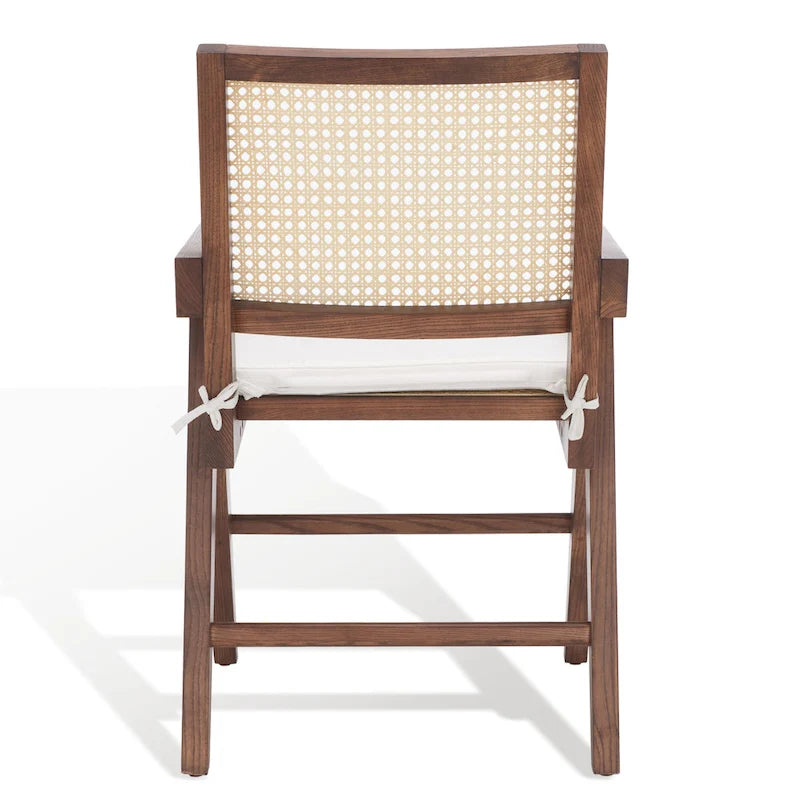 Walnut/Black/White/Natural Rattan Back Armchair, Single Seat