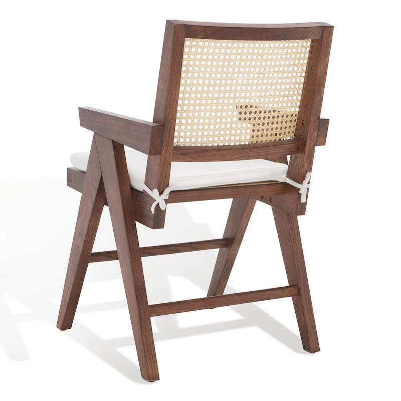 Walnut/Black/White/Natural Rattan Back Armchair, Single Seat