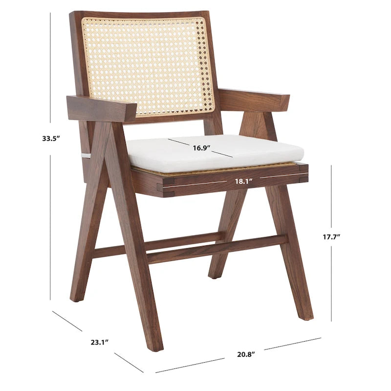 Walnut/Black/White/Natural Rattan Back Armchair, Single Seat
