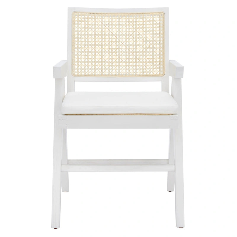 Walnut/Black/White/Natural Rattan Back Armchair, Single Seat