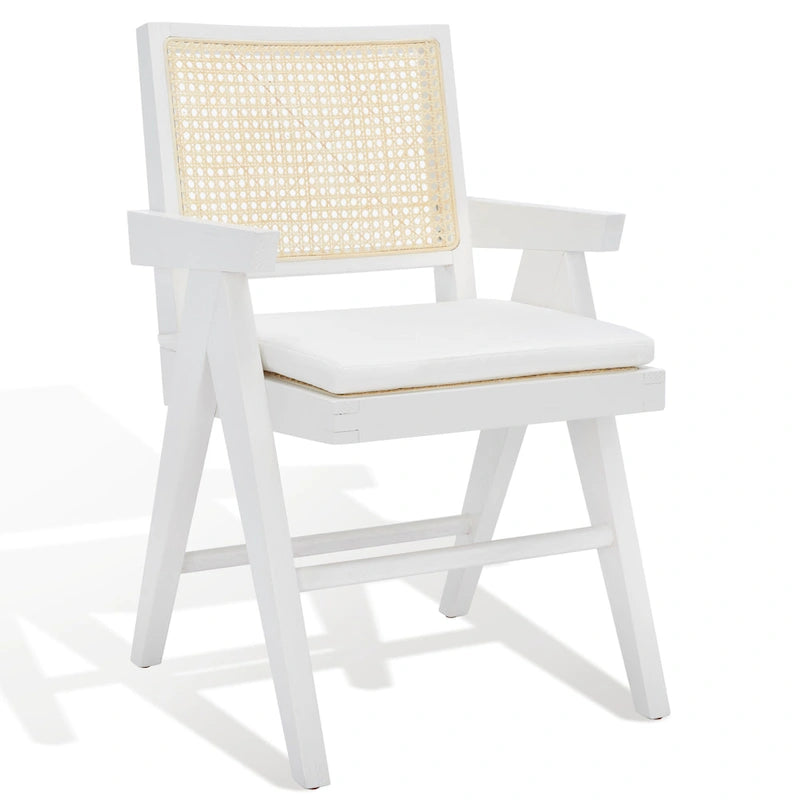 Walnut/Black/White/Natural Rattan Back Armchair, Single Seat