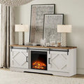 White Farmhouse Sliding Barn Door Fireplace TV Stand for Up to 65" TVs