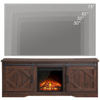 White Farmhouse Sliding Barn Door Fireplace TV Stand for Up to 65" TVs