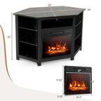 Grey / Rustic / Black Corner TV Stand with 18" Electric Fireplace & LED Lights, Fits TVs up to 50"