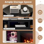 Grey / Rustic / Black Corner TV Stand with 18" Electric Fireplace & LED Lights, Fits TVs up to 50"