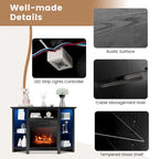Grey / Rustic / Black Corner TV Stand with 18" Electric Fireplace & LED Lights, Fits TVs up to 50"
