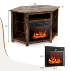 Grey / Rustic / Black Corner TV Stand with 18" Electric Fireplace & LED Lights, Fits TVs up to 50"