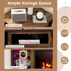 Grey / Rustic / Black Corner TV Stand with 18" Electric Fireplace & LED Lights, Fits TVs up to 50"