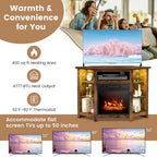 Grey / Rustic / Black Corner TV Stand with 18" Electric Fireplace & LED Lights, Fits TVs up to 50"