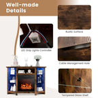 Grey / Rustic / Black Corner TV Stand with 18" Electric Fireplace & LED Lights, Fits TVs up to 50"