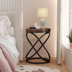 White & Gold Round End Table / Nightstand – 1 Person