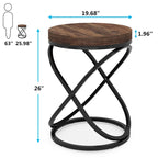 White & Gold Round End Table / Nightstand – 1 Person