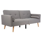 Dark Grey & Navy Foldable Futon Bed with Pillow, 1-Person