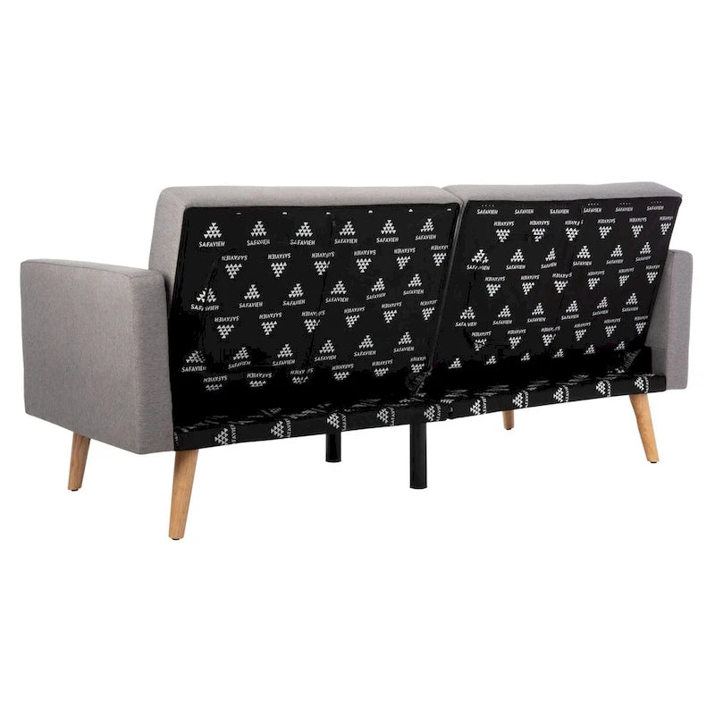 Dark Grey & Navy Foldable Futon Bed with Pillow, 1-Person