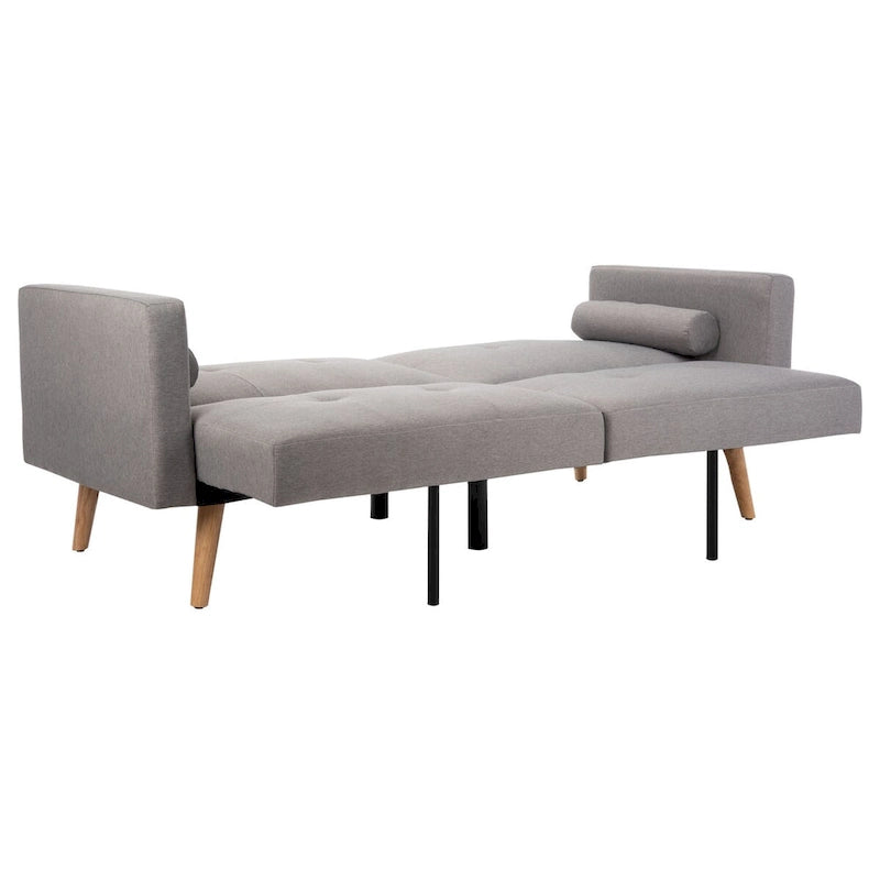 Dark Grey & Navy Foldable Futon Bed with Pillow, 1-Person
