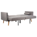 Dark Grey & Navy Foldable Futon Bed with Pillow, 1-Person