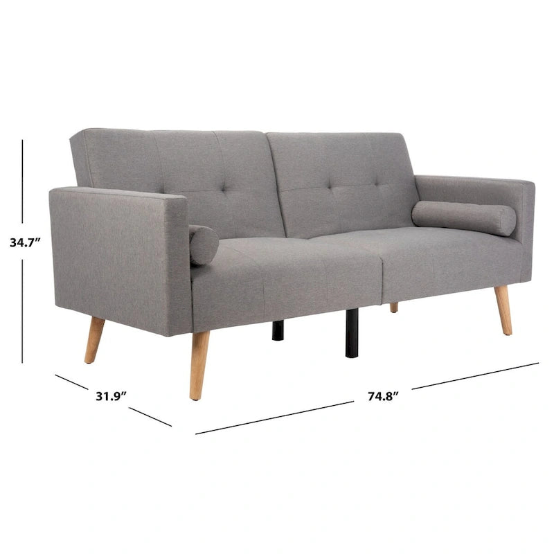 Dark Grey & Navy Foldable Futon Bed with Pillow, 1-Person