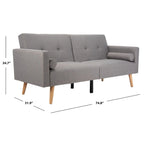 Dark Grey & Navy Foldable Futon Bed with Pillow, 1-Person