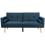 Dark Grey & Navy Foldable Futon Bed with Pillow, 1-Person