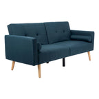 Dark Grey & Navy Foldable Futon Bed with Pillow, 1-Person
