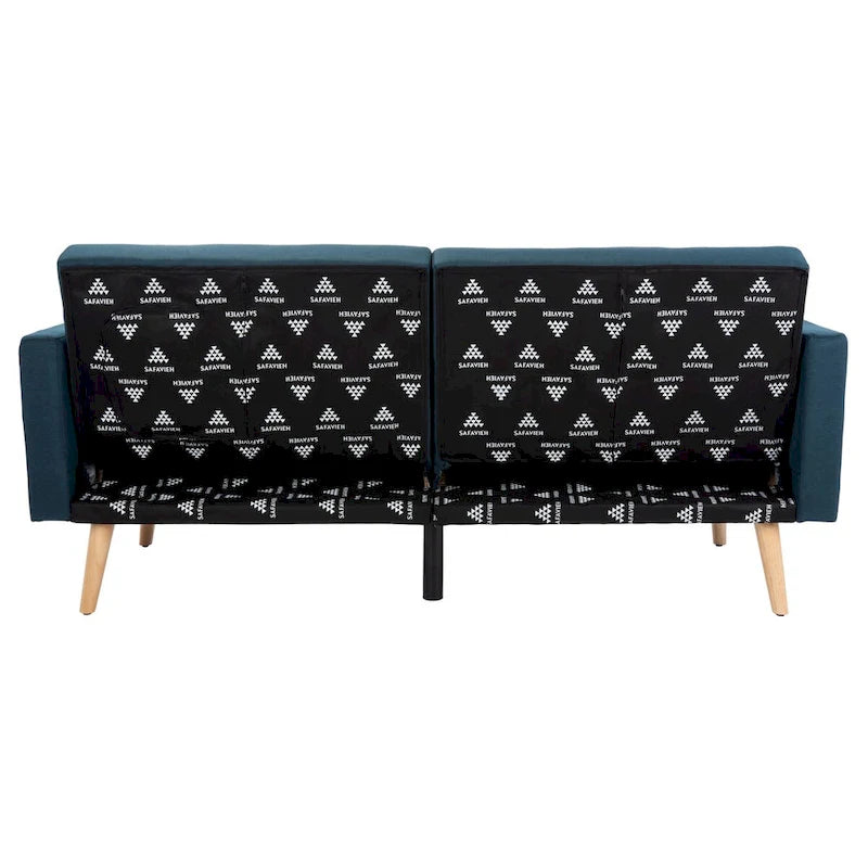 Dark Grey & Navy Foldable Futon Bed with Pillow, 1-Person
