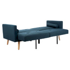 Dark Grey & Navy Foldable Futon Bed with Pillow, 1-Person