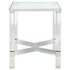 Silver Acrylic & Glass Accent Side Table, 20"W x 20"D x 24"H, 1-Person