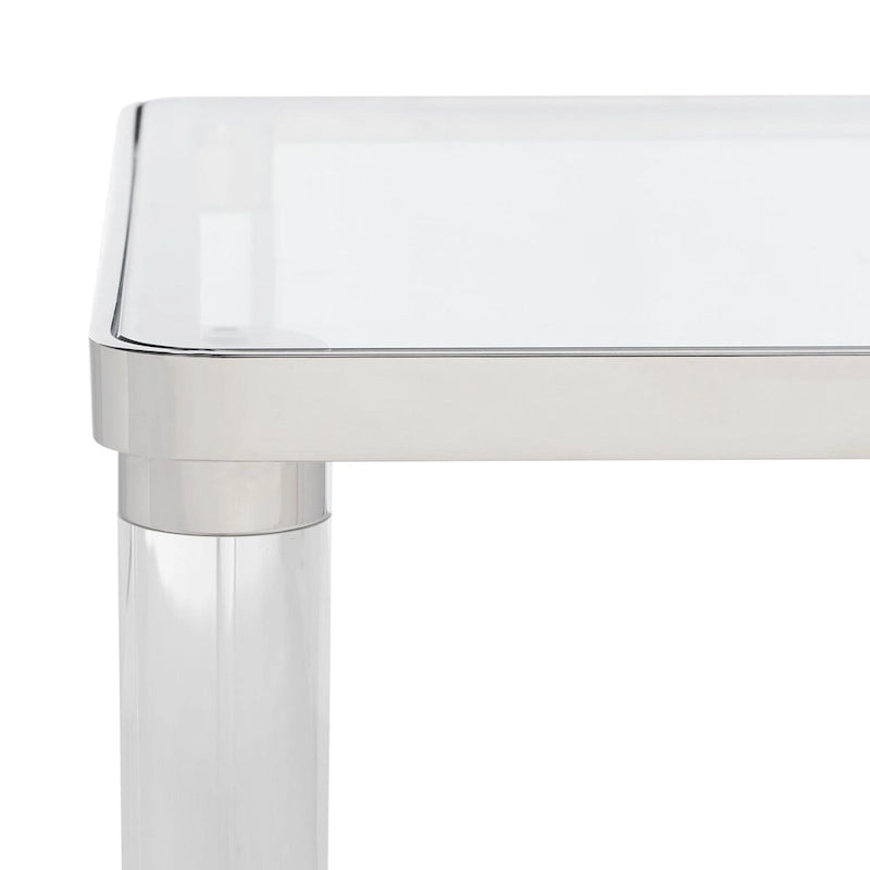 Silver Acrylic & Glass Accent Side Table, 20"W x 20"D x 24"H, 1-Person