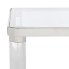 Silver Acrylic & Glass Accent Side Table, 20"W x 20"D x 24"H, 1-Person