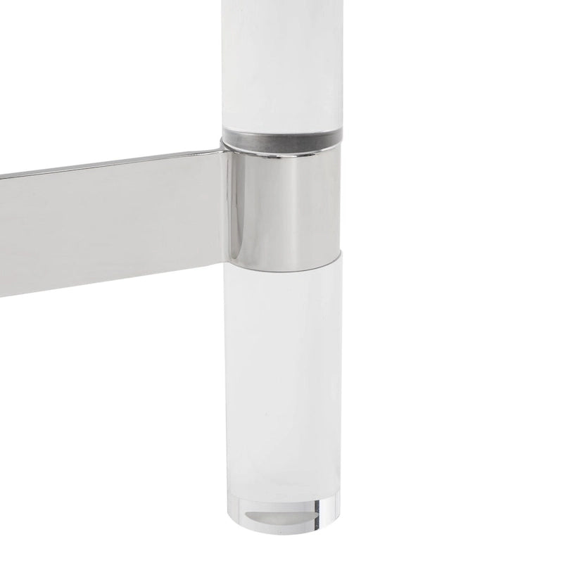 Silver Acrylic & Glass Accent Side Table, 20"W x 20"D x 24"H, 1-Person