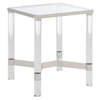 Silver Acrylic & Glass Accent Side Table, 20"W x 20"D x 24"H, 1-Person