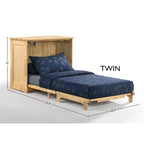 Natural Murphy Cabinet Bed, Twin/Full, 1-Person, Solid Hardwood
