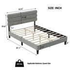 Light Grey / Green / Dark Grey Upholstered Queen Bed Frame with Headboard – 1 Person