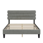 Light Grey / Green / Dark Grey Upholstered Queen Bed Frame with Headboard – 1 Person