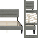 Light Grey / Green / Dark Grey Upholstered Queen Bed Frame with Headboard – 1 Person