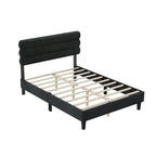 Light Grey / Green / Dark Grey Upholstered Queen Bed Frame with Headboard – 1 Person