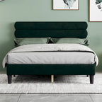 Light Grey / Green / Dark Grey Upholstered Queen Bed Frame with Headboard – 1 Person