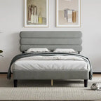 Light Grey / Green / Dark Grey Upholstered Queen Bed Frame with Headboard – 1 Person