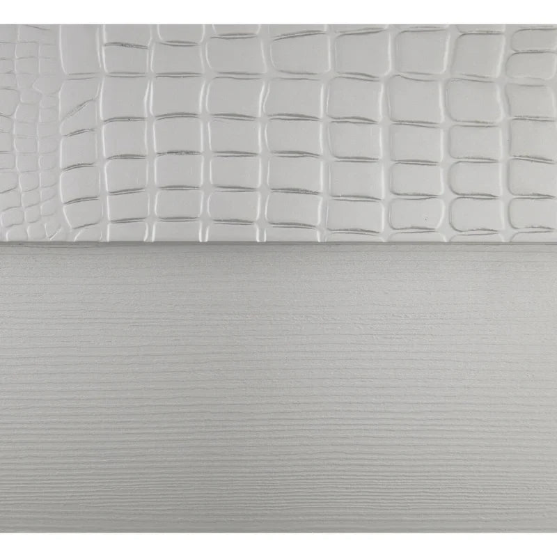 Silver Faux Leather LED Tufted Bed – King/Queen, 2-Person