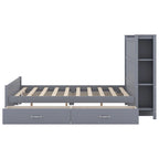 Full Size Platform Bed with Drawers and Storage Shelves