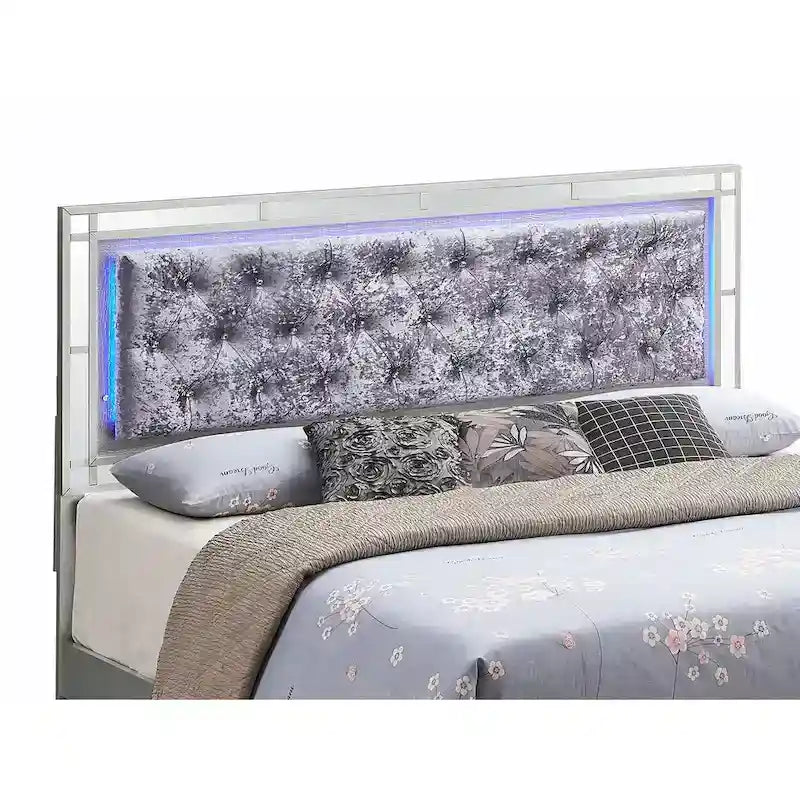 Silver Champagne Upholstered Full Panel Bed, Sleeps 1