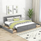 Grey / White Platform Bed with 4 Storage Drawers, King / Queen