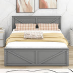 Grey / White Platform Bed with 4 Storage Drawers, King / Queen