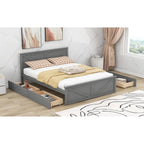 Grey / White Platform Bed with 4 Storage Drawers, King / Queen