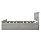 Grey / White Platform Bed with 4 Storage Drawers, King / Queen